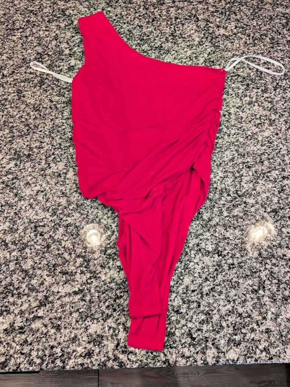Asymmetric One-Shoulder Ruched Bodysuit One-Piece Swimsuit Pink Medium